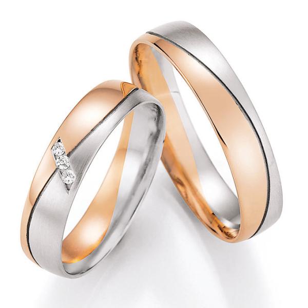 Nowotny-Collection Ruesch Trauringe Weiss-Rotgold 66/43090-045 + 66/43100-045